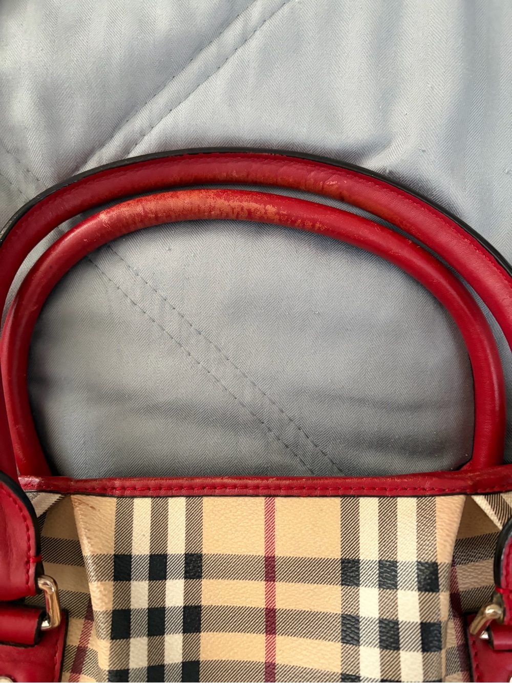 Burberry with Red Leather Trim crossbody - Picture 9 of 12
